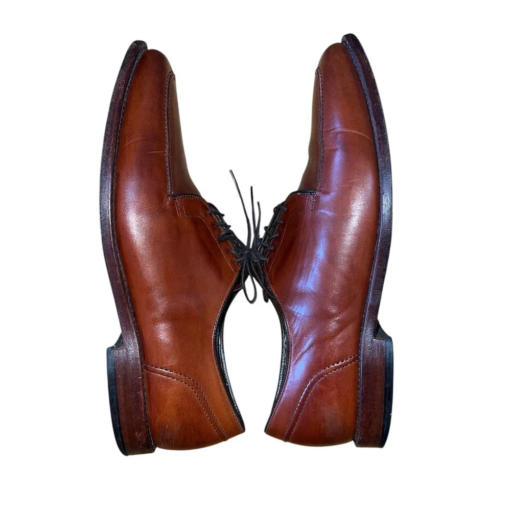 Allen Edmonds LaSalle Split Toe Derby Mens 12 Cognac Brown Leather Dress Shoes
